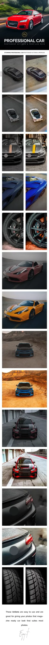 60 Professsional Car Photoshop Actions &amp; Profiles