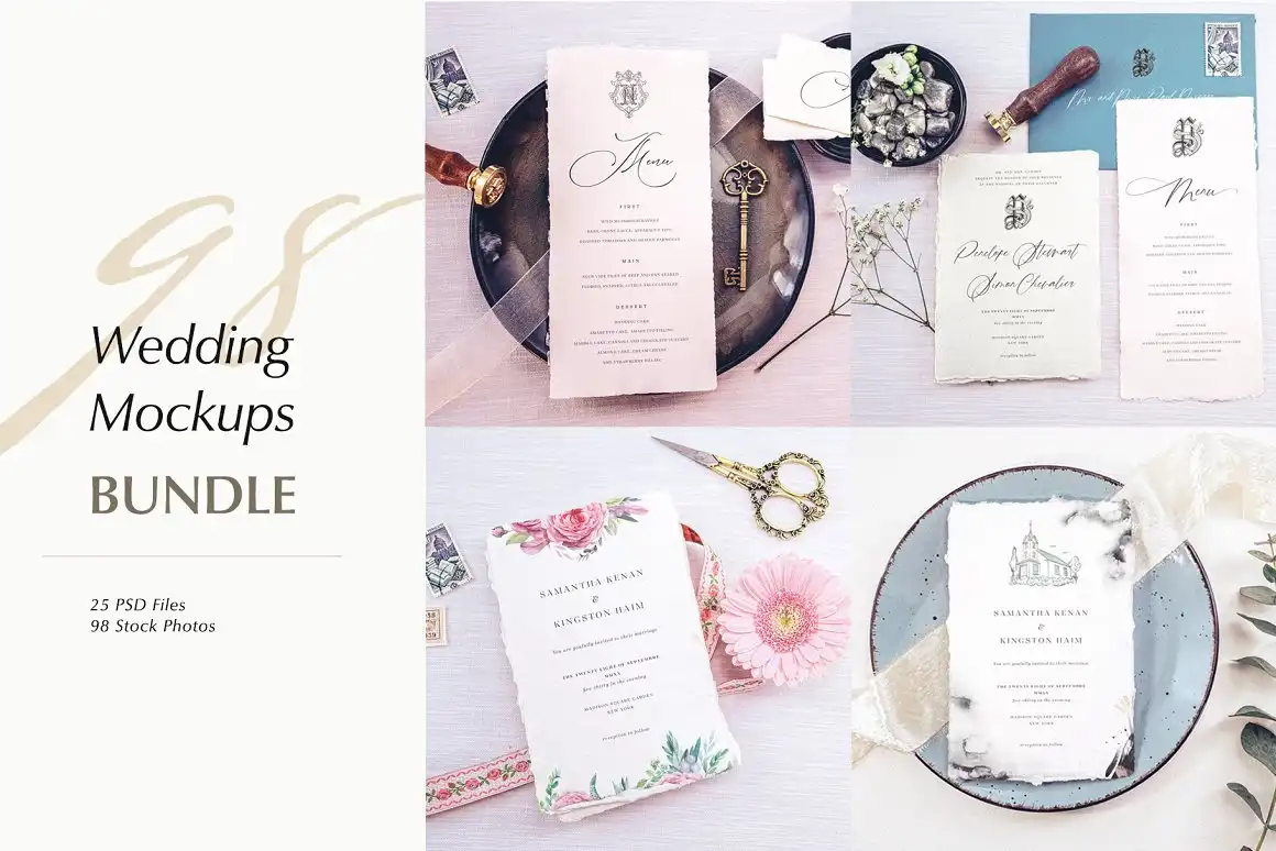 Adobe Photoshop Photo Overlay Bundle - 2 Overlays 4 98 wedding mockups bundle 33887