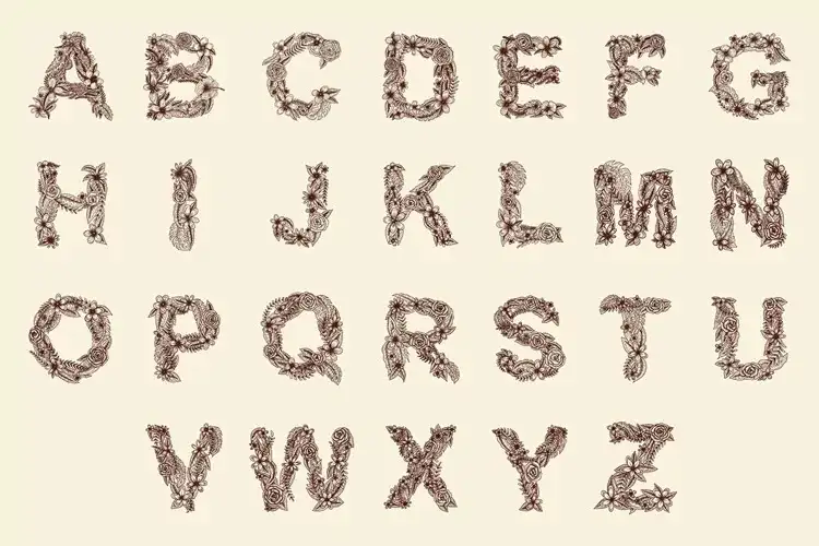A-Z Flower Alphabet Hand drawn Illustration 3 a z flower alphabet hand drawn illustration1 13441