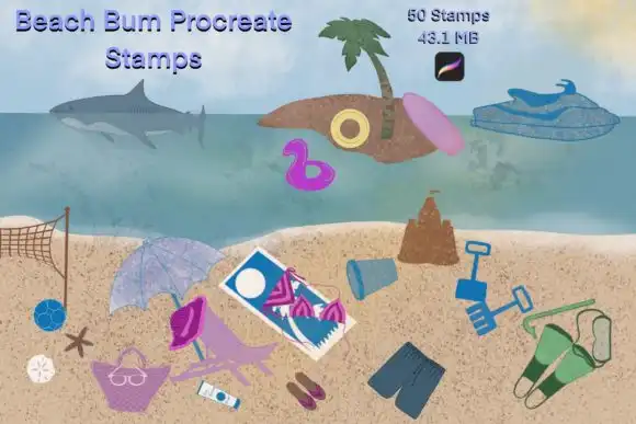 Beach Bum Procreate Stamps