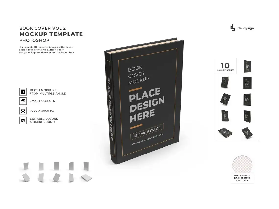 Book Cover Mockup Template Bundle with Editable Background and Colors vol 2