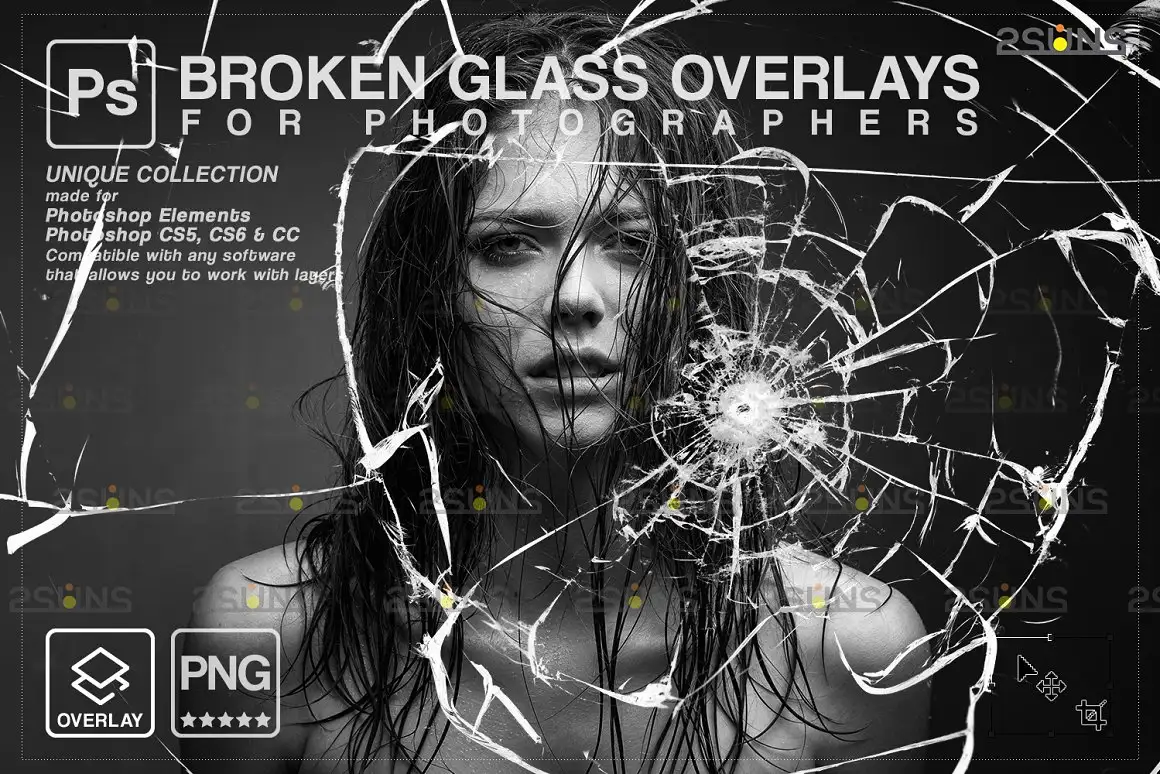 Broken glass photoshop overlay