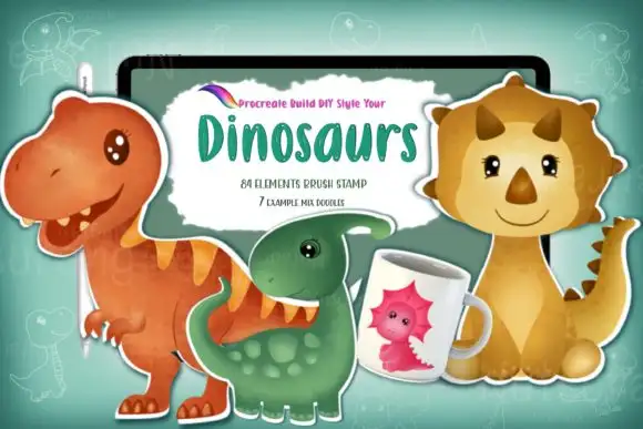 Build DIY Dinosaurs Brushes Procreate