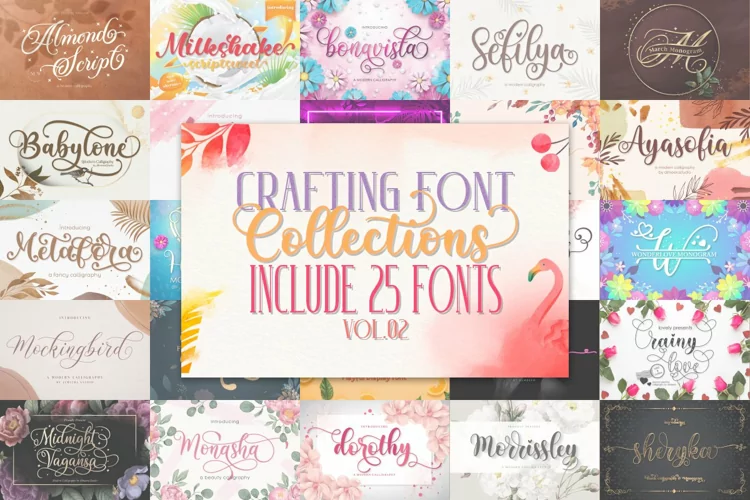 CRAFTING FONT COLLECTIONS - BUNDLE VOL.02 38 crafting font collections bundle vol.02 11840