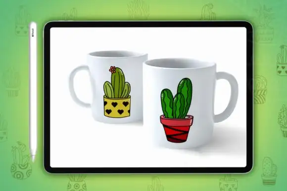 Cactus Doodle Stamp Brush for Procreate 7 cactus doodle stamp brush for procreate graphics 12341507 4 580x387 23303