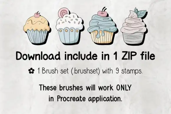 Cupcake One Procreate Brush Stamp 6 cupcake one procreate brush stamp graphics 13440895 3 580x387 10608