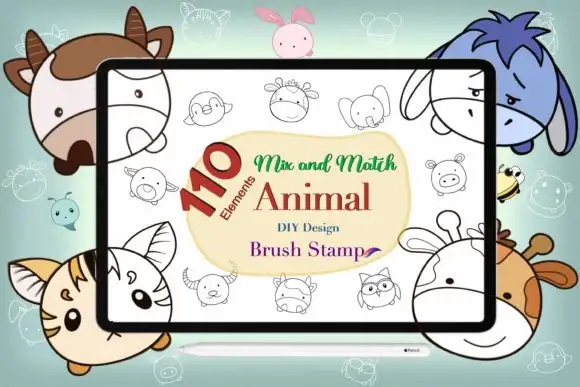 Design Cute Animal Brush Stamp Procreate