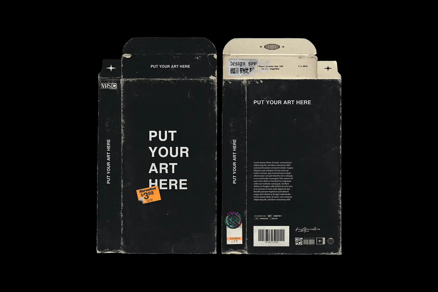 Distressed VHS Sleeve Mockup 4 distressed vhs sleeve mockup (1) 26592