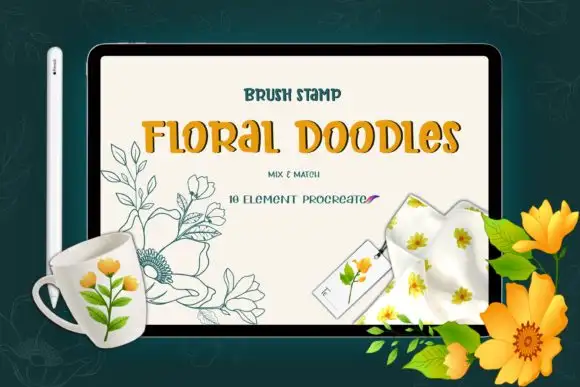 Doodle Floral Brushes Stamp Procreate