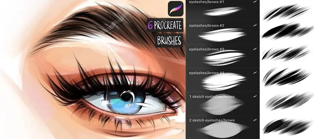 EYELASHES & EYEBROWS brushes for procreate app