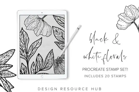 Flat Floral Procreate Stamps 3 flat floral procreate stamps graphics 26007752 1 1 580x387 33982