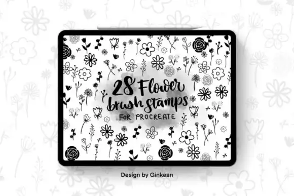 Flower Procreate Brush Stamp, Procreate