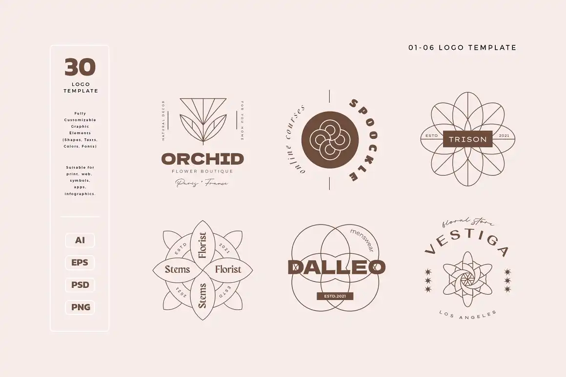 Geometry Floral Logo Kit 12 geometry floral logo kit (2) 34378