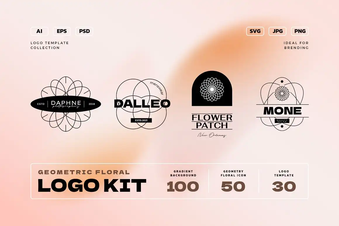 Geometry Floral Logo Kit 9 geometry floral logo kit 34422