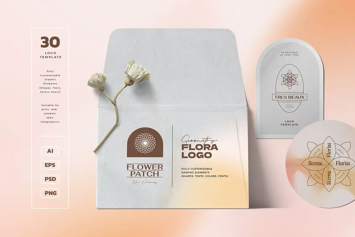 Geometry Floral Logo Kit 13 geometry floral logo kit (4) 34373