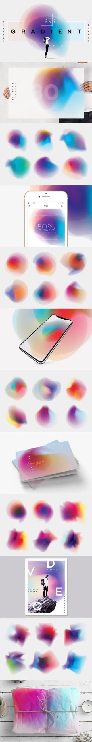 Gradient Energy- 30 vibrant shapes 3 gradient energy 30 vibrant shapes 27809