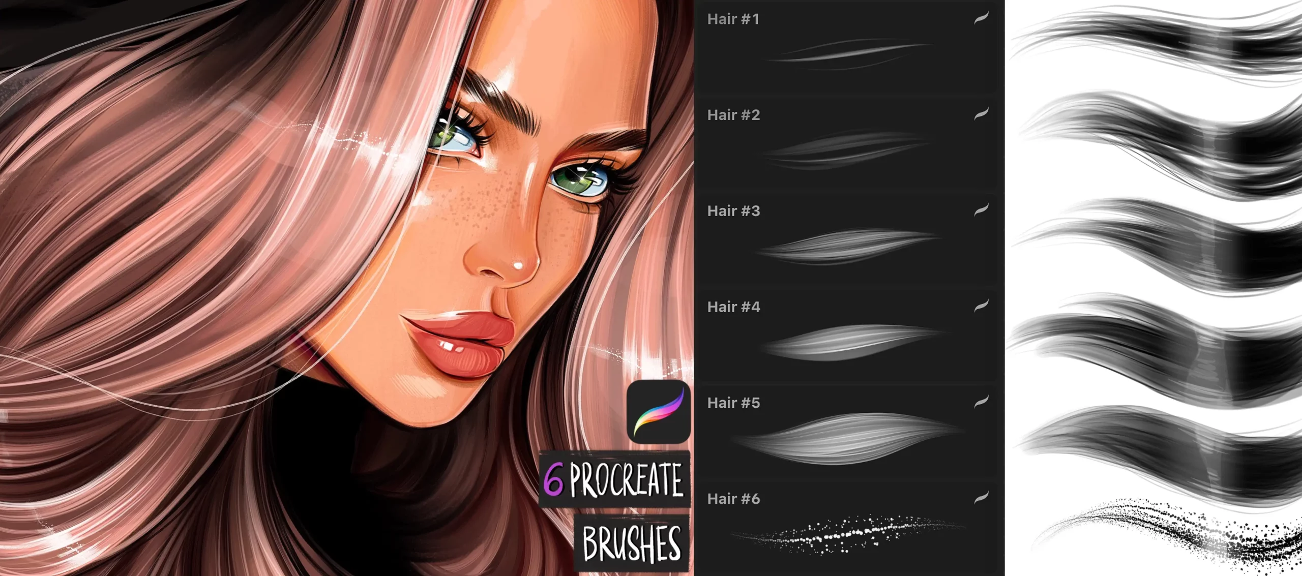 HAIR brushes for procreate app