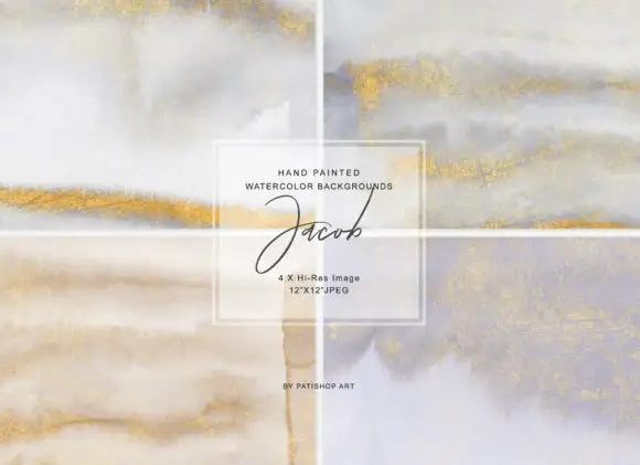 Hand Painted Watercolor Glittered Washes