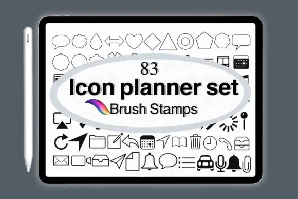 Icon for Planner Brush Stamps 4 icon for planner brush stamps graphics 12022199 2 580x387 24079