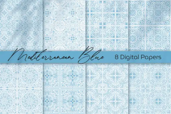 Mediterranean Azulejo Digital Paper Set