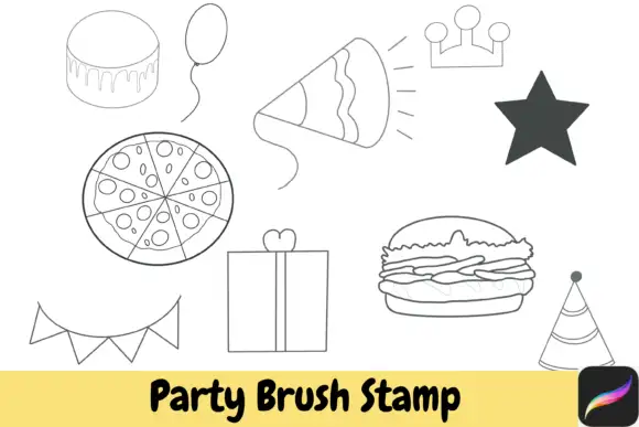 Party Procreate Hand Drawn Brush Stamps