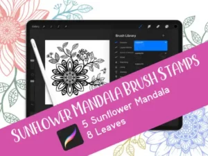 procreate brush set sunflower mandala 30370