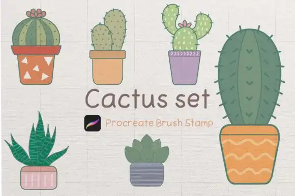 Procreate Brush Stamp Cactus Set