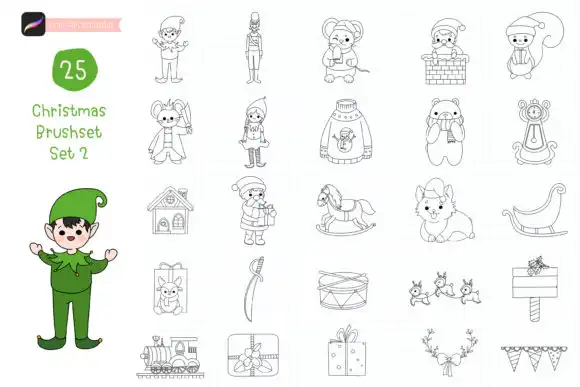 Procreate Brush Stamp Cute Christmas Set