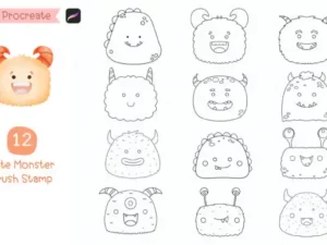procreate brush stamp cute monsters graphics 12295098 1 1 580x387 32582
