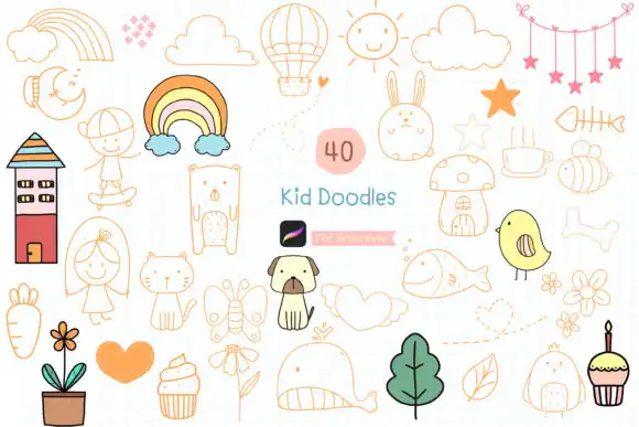 Procreate Brush Stamp Kid Doodles