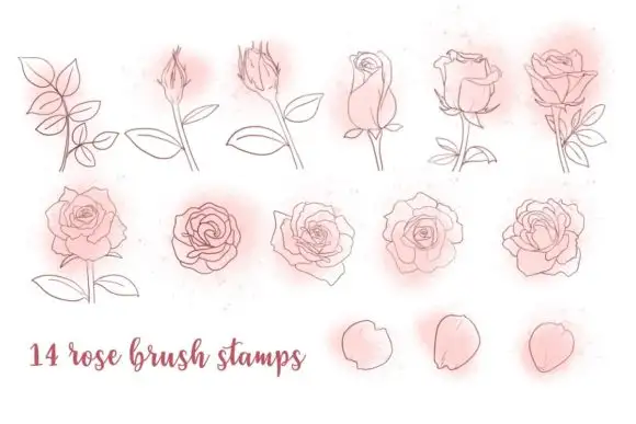 Procreate Brush Stamp, Rose Flower Stamp 5 procreate brush stamp rose flower stamp graphics 13113115 3 580x387 16264