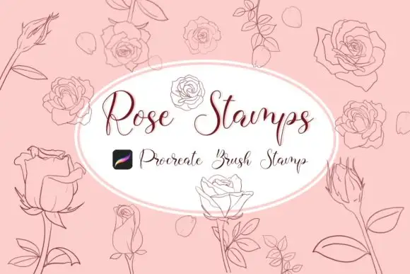 Procreate Brush Stamp, Rose Flower Stamp