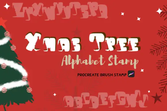 Procreate Brush Stamp Xmas Tree Alphabet