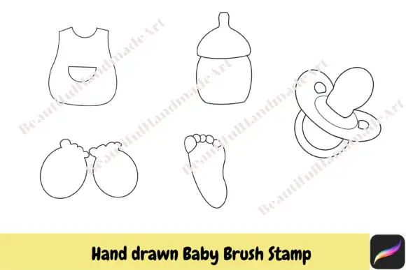 Procreate Brush Stamps Baby Hand Drawn