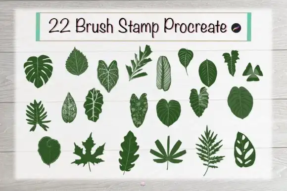 Procreate Brush stamp Leaf Foliage 5 procreate brush stamp leaf foliage graphics 11126700 2 580x387 32738