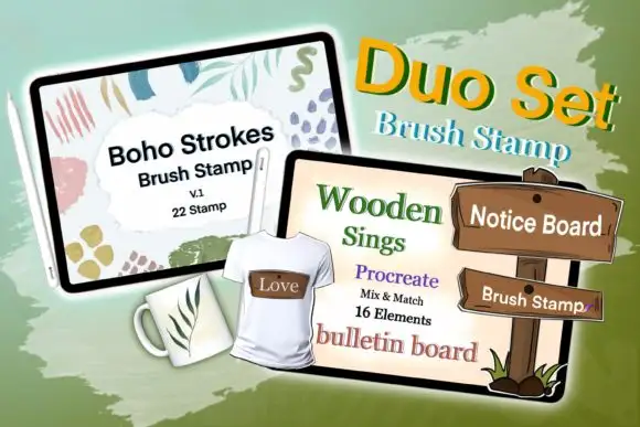 Procreate Brushes Wooden Strokes Stamps