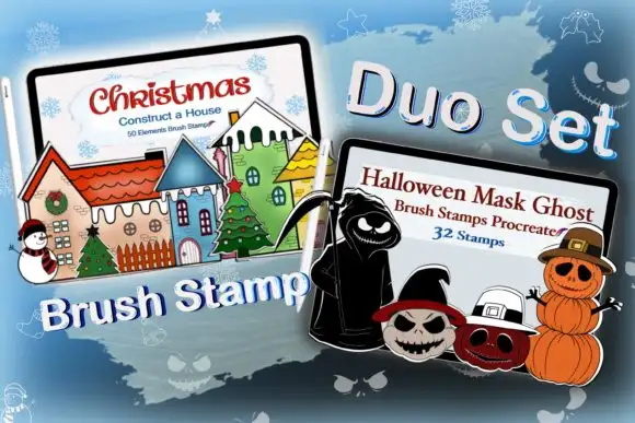 Procreate Christmas and Ghost Halloween