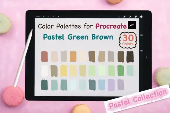 Procreate Color Palette Pastel Green Brown