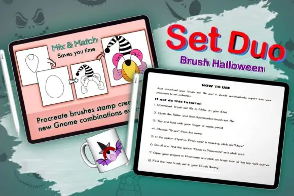 Procreate Duo Halloween Gnome Brushes 3 procreate duo halloween gnome brushes graphics 14800631 3 580x387 25226
