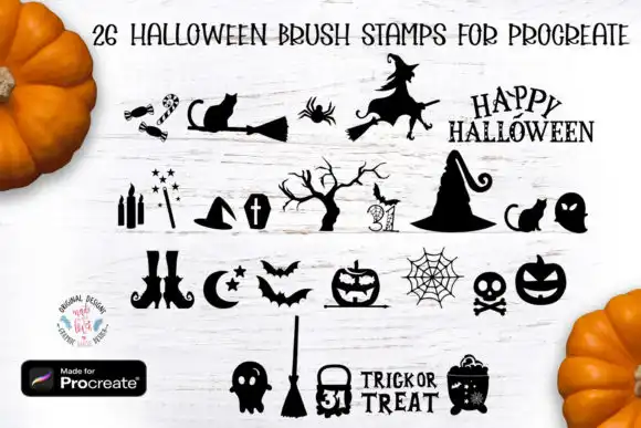 Procreate Halloween Stamps - Procreate 3 procreate halloween stamps procreate graphics 16561162 1 1 580x387 30732