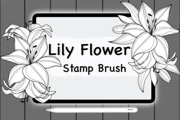 Procreate Lily Floral Doodle Brush Stamp