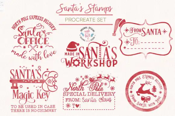 Procreate Brushes and Palettes Bundle - 4 Packs 3 procreate santa stamps procreate brush graphics 18566384 2 580x387 30832
