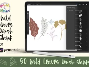 procreate stamp brush kit 50 wild leaves 34069