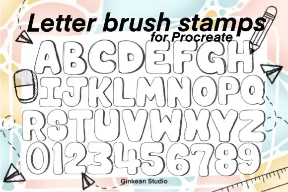 Procreate brushes uppercase brush set
