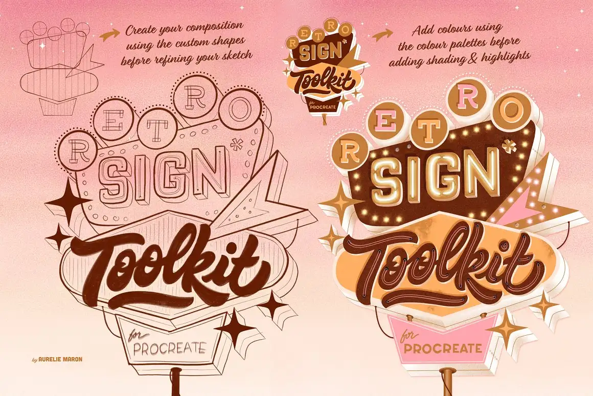 Retro Sign Toolkit for Procreate 4 retro sign toolkit for procreate (5) 16429