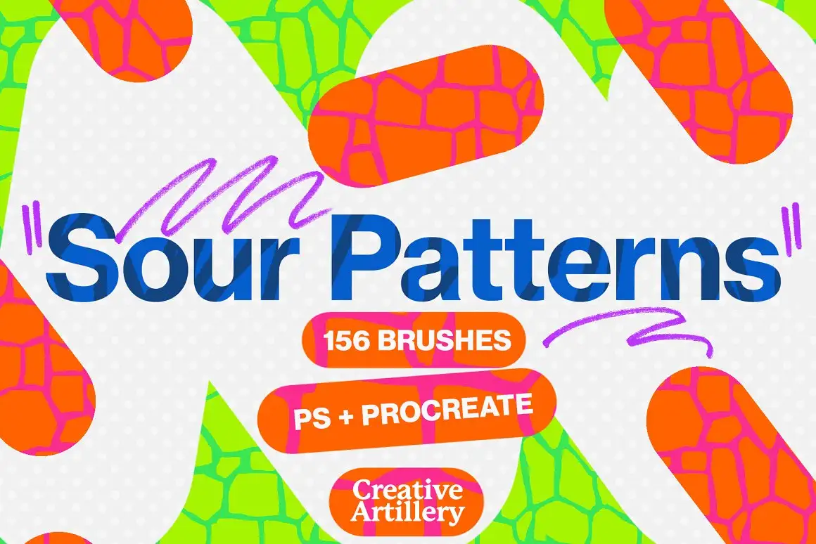 Procreate Brush Stamps Bundle - 2 Packs 3 sour patterns brush 21774