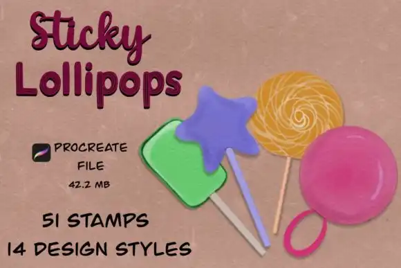 Procreate Color Palettes Bundle - 14 Packs 5 sticky lollipops procreate stamps graphics 16621321 1 1 580x387 33912