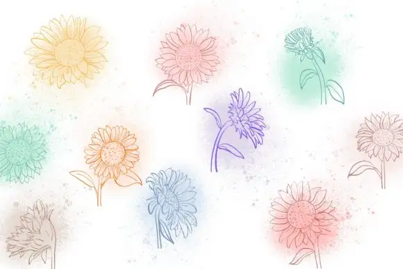 Sunflower Procreate Brush Stamps 4 sunflower procreate brush stamps graphics 11722696 3 580x387 16722