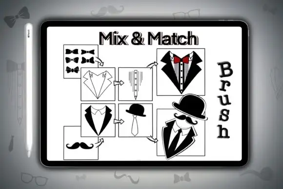 Tuxedo Shirts Bow Tie Brush Stamps 4 tuxedo shirts bow tie brush stamps graphics 12692858 3 580x387 23867