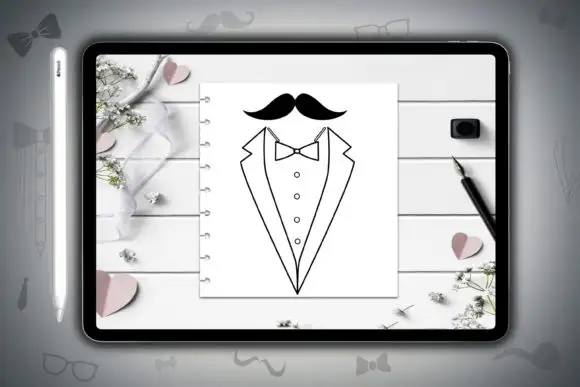 Tuxedo Shirts Bow Tie Brush Stamps 6 tuxedo shirts bow tie brush stamps graphics 12692858 7 580x387 23386